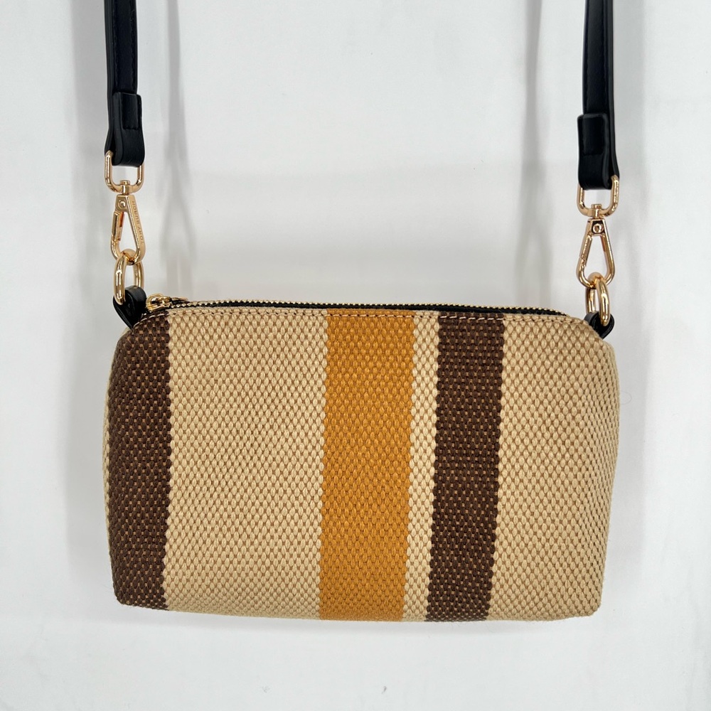 Tory Burch Woven Stripe Crossbody Bag in Tan & Brown - Picture 7 of 11